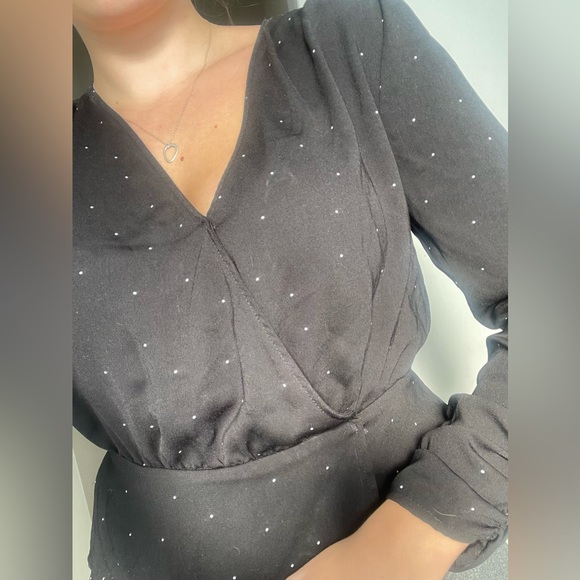 Dynamite Black Polka Dot Blouse with Synched Waist - Picture 2 of 5